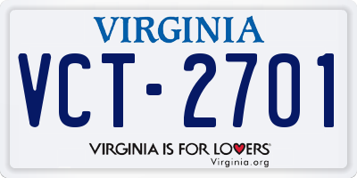 VA license plate VCT2701