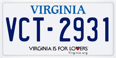 VA license plate VCT2931
