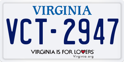 VA license plate VCT2947