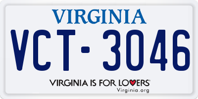 VA license plate VCT3046