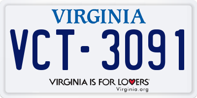 VA license plate VCT3091