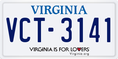 VA license plate VCT3141