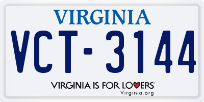 VA license plate VCT3144