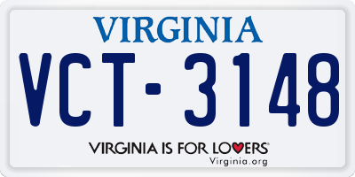 VA license plate VCT3148