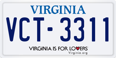 VA license plate VCT3311
