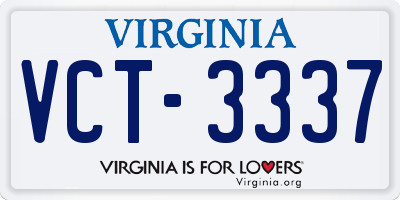 VA license plate VCT3337