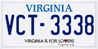 VA license plate VCT3338