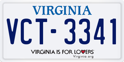 VA license plate VCT3341