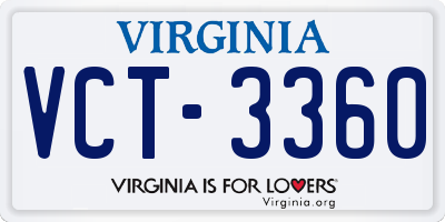 VA license plate VCT3360