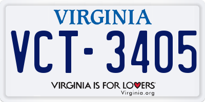 VA license plate VCT3405
