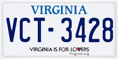 VA license plate VCT3428