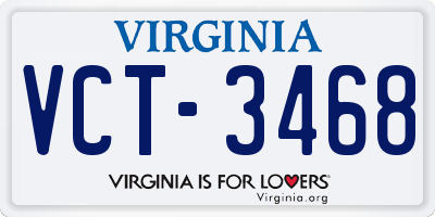 VA license plate VCT3468