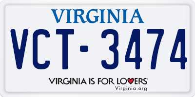 VA license plate VCT3474