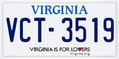 VA license plate VCT3519