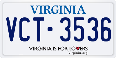 VA license plate VCT3536