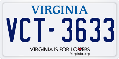 VA license plate VCT3633