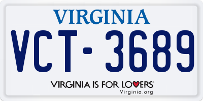 VA license plate VCT3689