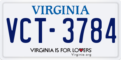 VA license plate VCT3784