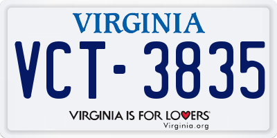 VA license plate VCT3835