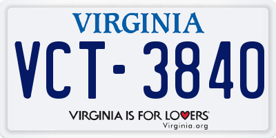 VA license plate VCT3840