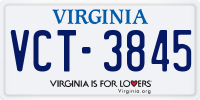 VA license plate VCT3845