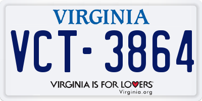 VA license plate VCT3864