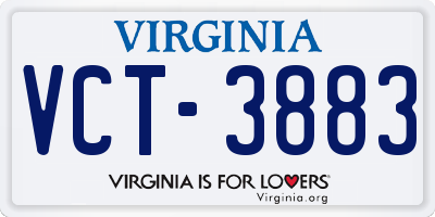 VA license plate VCT3883