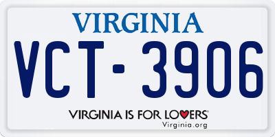 VA license plate VCT3906