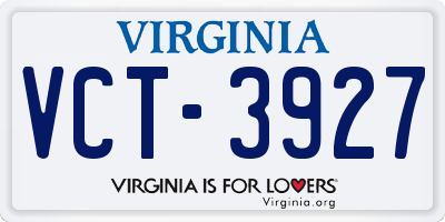 VA license plate VCT3927