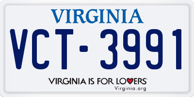 VA license plate VCT3991