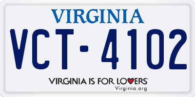 VA license plate VCT4102
