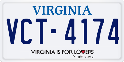 VA license plate VCT4174