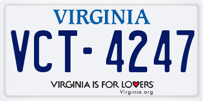 VA license plate VCT4247