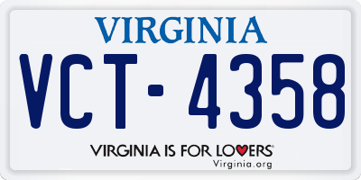 VA license plate VCT4358