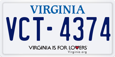 VA license plate VCT4374