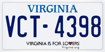 VA license plate VCT4398