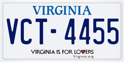 VA license plate VCT4455