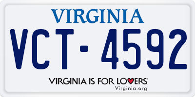 VA license plate VCT4592