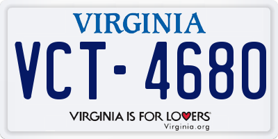 VA license plate VCT4680