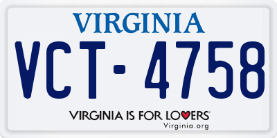 VA license plate VCT4758