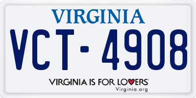 VA license plate VCT4908