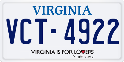 VA license plate VCT4922