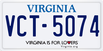 VA license plate VCT5074