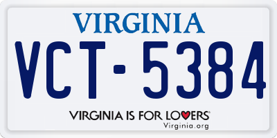 VA license plate VCT5384