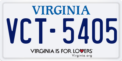 VA license plate VCT5405
