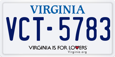 VA license plate VCT5783