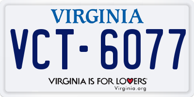 VA license plate VCT6077
