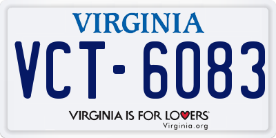 VA license plate VCT6083