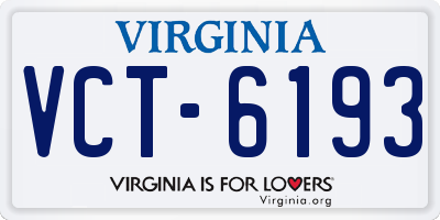 VA license plate VCT6193
