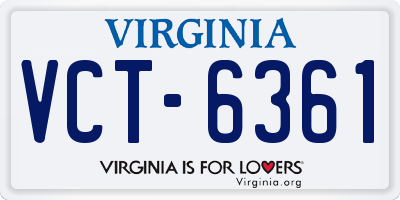 VA license plate VCT6361